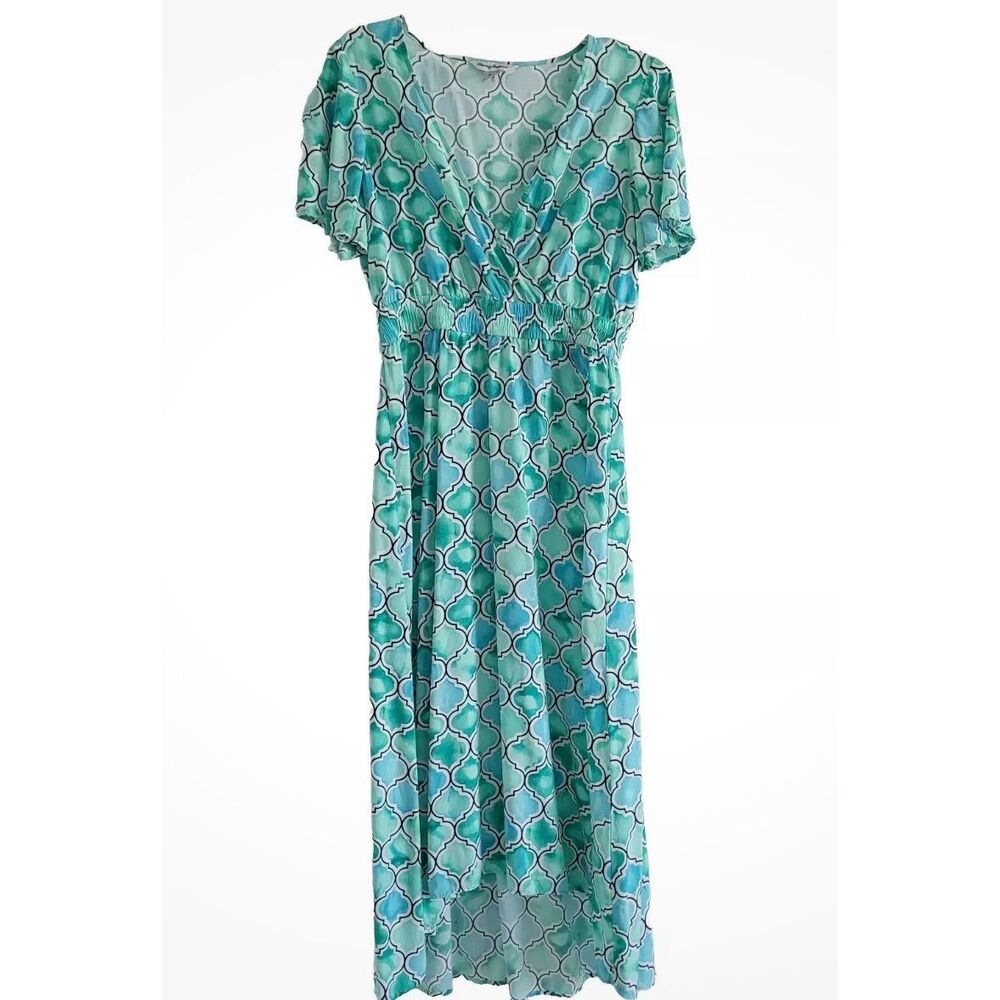 Tommy Bahama Dress Women's Size Large Hi Low Mumbai Medallion Maxi Coastal Artsy - Picture 12 of 12